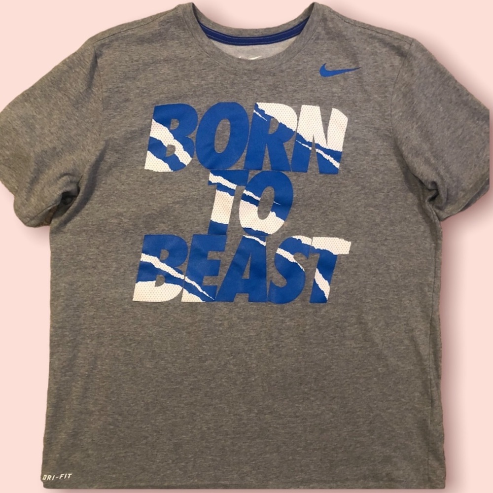 Nike Mens Gray Dri Fit Tee (Born To Beast)